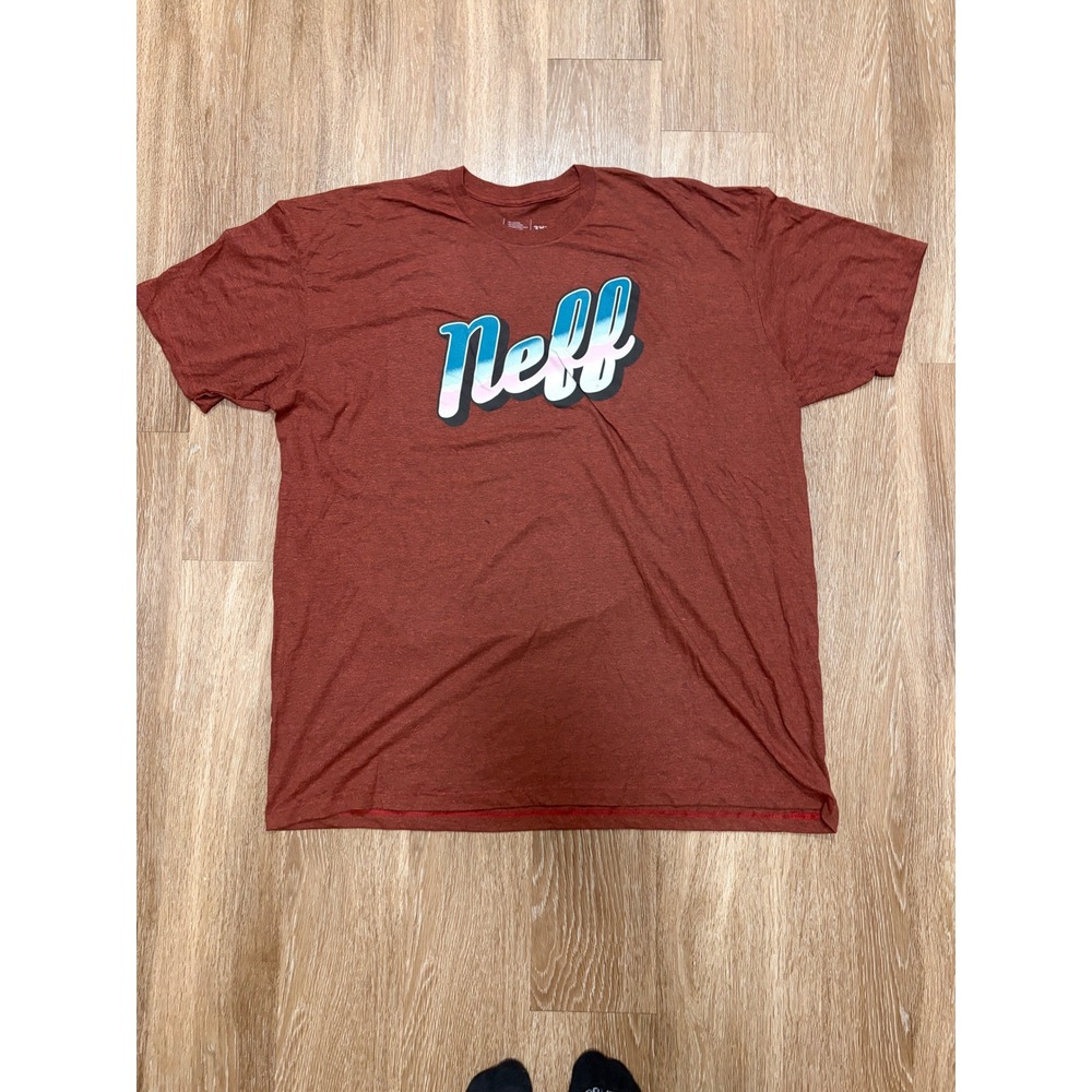 Neff Mens 3XL Graphic T-Shirt Rust Burgundy‎ Heathered Logo Skate Surf Tee